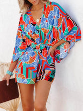 Oversized Tied Back Printed Romper Floral OutfitFlow