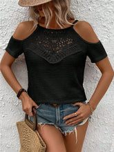Crochet Cold Shoulder Top Black OutfitFlow