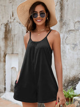 Spaghetti Strap Romper with Pockets Black OutfitFlow