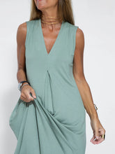 Full Size V-Neck Sleeveless Maxi Dress with Slit Plus Size Teal OutfitFlow
