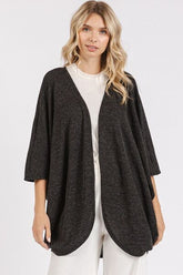 Mittoshop Open Front Batwing Sleeve Cardigan Black OutfitFlow