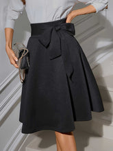 Tied Knee Length Skirt Black OutfitFlow