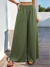 Perfee Smocked Wide Leg Pants Moss OutfitFlow