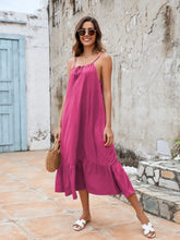 Ruffled Hem Midi Cami Dress Deep Rose OutfitFlow