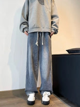 Men's Full Size Vintage Wash Wide Leg Jeans Plus Size Blue Trendsi