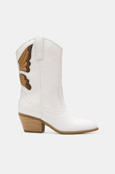 Beast Fashion Butterfly Cut Detail Point Toe Boots White OutfitFlow