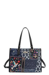 Nicole Lee USA Bosque de Amor Denim Tote Bag BOSQUE DE AMOR OS OutfitFlow