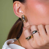 18K Gold-Plated Stainless Steel Stud Earring Gold One Size OutfitFlow