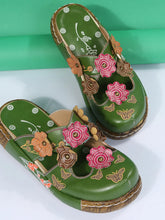 Floral Round Neck Sandals Green OutfitFlow