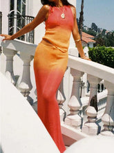 Gradient Crochet Tank and Skirt Set Orange OutfitFlow