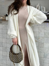 Fuzzy Open Front Solid Color Cardigan White One Size OutfitFlow