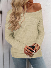Full Size Heathered Long Sleeve Top Tan OutfitFlow