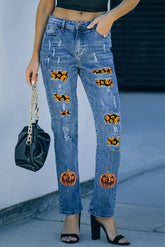 Pumpkin Distressed Straight Jeans Medium OutfitFlow