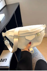 Zenana Corduroy Crossbody Bag with Removable Strap Ivory One Size OutfitFlow
