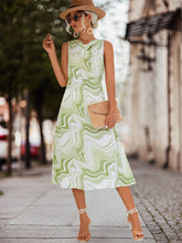 Printed Sleeveless Midi Dress Light Green OutfitFlow