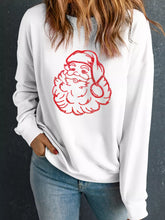 Christmas Santa Rhinestone Drop Shoulder Sweatshirt White OutfitFlow