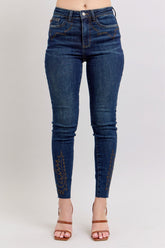 Judy Blue Full Size Embroidered High Rise Skinny Jeans Plus Size Dark OutfitFlow