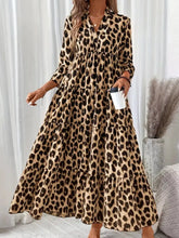 Leopard 3/4 Sleeve Midi Dress Rust Color OutfitFlow