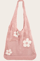 Fame Flower Knitted Shoulder Bag Dusty Pink One Size OutfitFlow