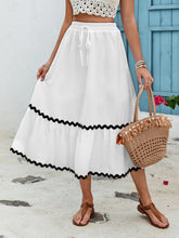 Honey Tied Contrast Trim High Waist Skirt White OutfitFlow