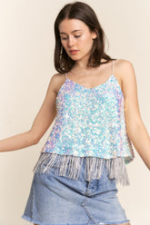 J.NNA Sequin Tassel Hem Flowy Cami Fantasy OutfitFlow
