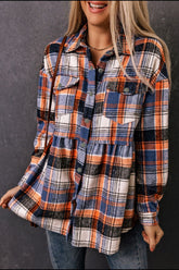 Plaid Collared Neck Long Sleeve Shirt Plaid OutfitFlow