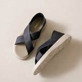 Crossover Platform Comfort Sandals Black OutfitFlow