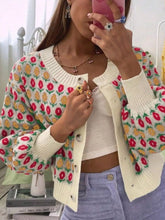 Floral Button Up Long Sleeve Cardigan Pastel Yellow OutfitFlow