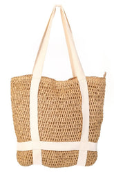 Fame Straw Braided Hat Carrier Tote Bag Camel one size OutfitFlow