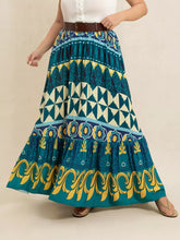 Plus Size Printed Maxi Skirt Teal OutfitFlow