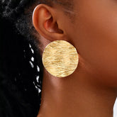 18K Gold-Plated Gold Textured Disc Statement Earrings Gold One Size OutfitFlow
