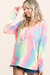 BiBi Tie Dye Terry Long Sleeve Hoodie PASTEL TIE DYE OutfitFlow