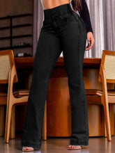 High Rise Bootcut Jeans Dark OutfitFlow