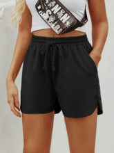 Drawstring Shorts with Pockets Black OutfitFlow