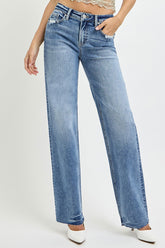 RISEN Full Size High Rise Straight Leg Jeans with Pockets Medium OutfitFlow