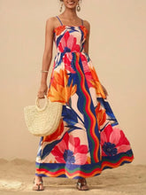 Smocked Printed Spaghetti Strap Maxi Summer Dress Red OutfitFlow