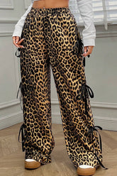 Leopard Bow Tie Elastic Waist Pants Leopard OutfitFlow