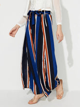 Side Slit Contrast Wide Leg Pants Stripe OutfitFlow