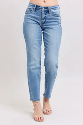 Judy Blue Full Size Mid Rise Vintage Wash Slim Jeans with Cell Phone Pocket Plus Size MD OutfitFlow