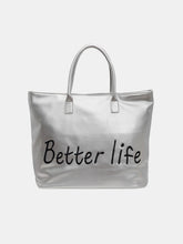 BETTER LIFE PU Leather Tote Bag Silver One Size OutfitFlow