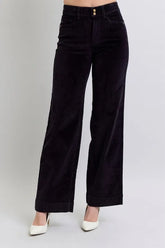Judy Blue Full Size High Waist Corduroy Trouser Wide Plus Size BK OutfitFlow