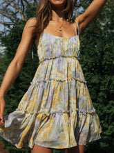 Frill Printed Square Neck Mini Cami Dress Multicolor OutfitFlow