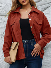 Casual Corduroy Button-Down Jacket Amber OutfitFlow
