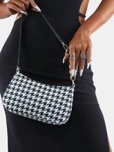 Houndstooth Polyester Handbag Black White One Size OutfitFlow