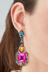 Alloy Rhinestone Dangle Earrings Multicolor One Size OutfitFlow