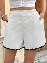 Contrast Trim Shorts with Pockets White OutfitFlow
