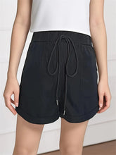 Casual Drawstring High Waist Shorts Black OutfitFlow