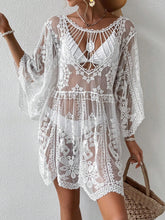 Lace Round Neck Cover-Up White One Size OutfitFlow