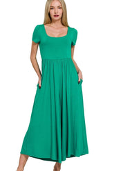 Zenana Double Layered Short Sleeve Jumpsuits K GREEN OutfitFlow