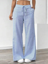 Striped Wide Leg Pants Light Blue OutfitFlow